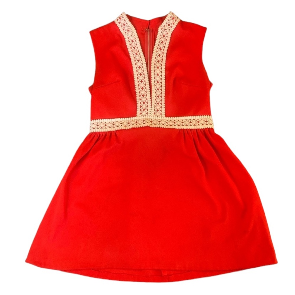 💕 (12) Vintage - Red Low Cut Boho Dress💕